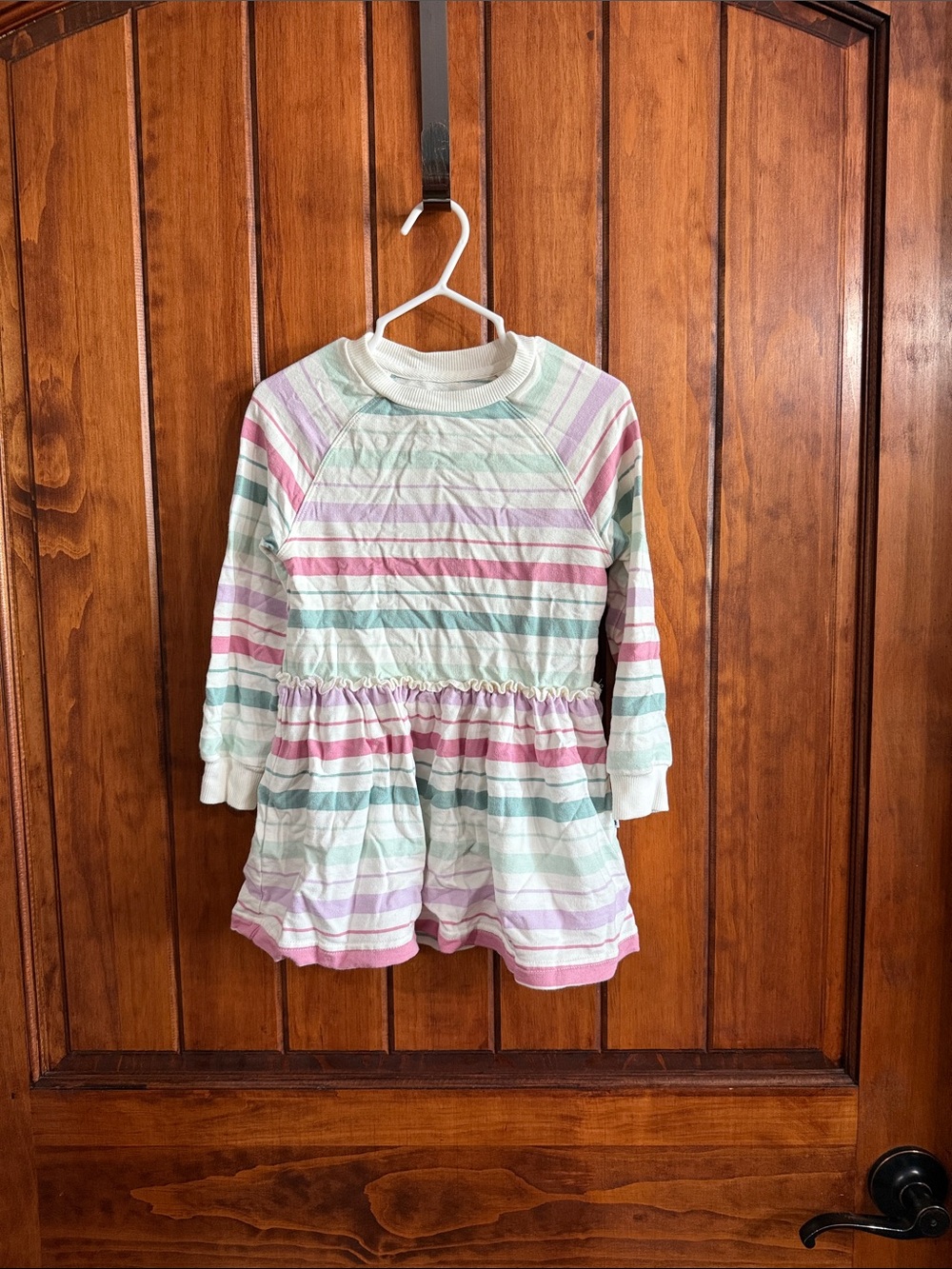 Little Sleepies Pastel Stripe Long-Sleeve Dress Top - Mint, Pink & Lavender